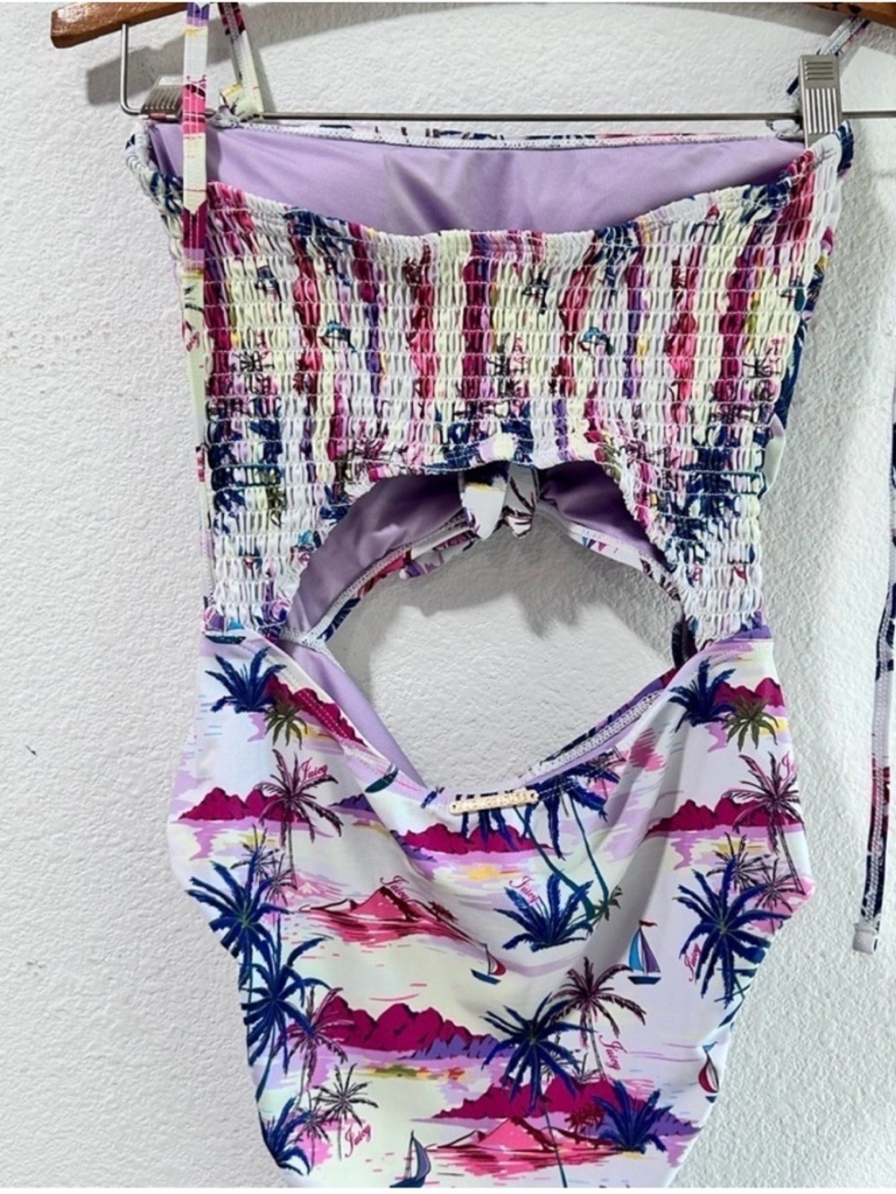 Juicy Couture Pink, Purple & Navy Tropical Logo One-Piece - Picture 5 of 16